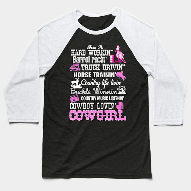 barrel racing Cowgirl Baseball T-Shirt by jonetressie